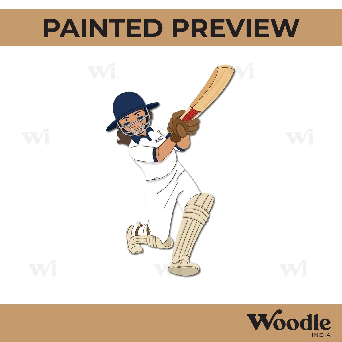 Woman Cricketer Pre Marked MDF Design 1