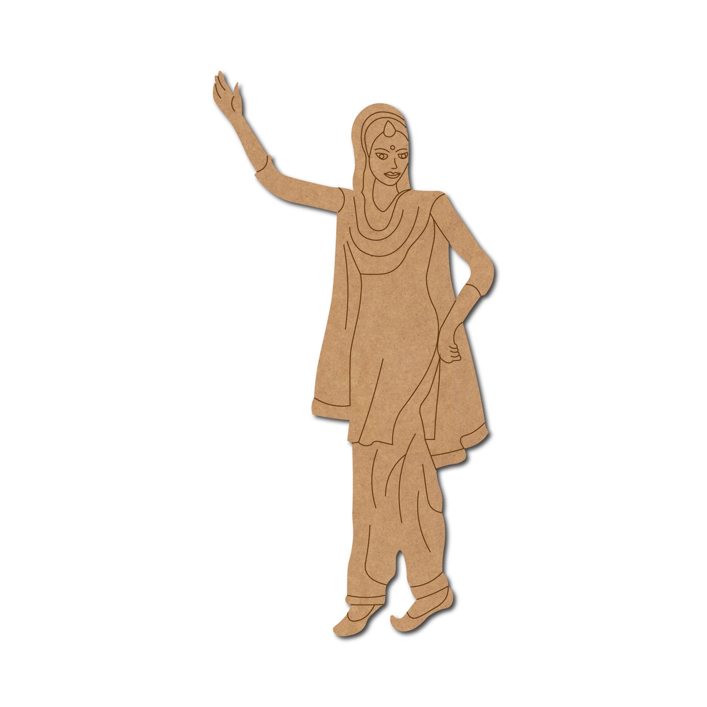 Woman Doing Giddha Pre Marked MDF Design 1