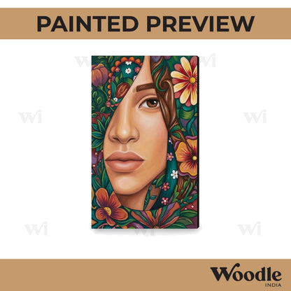 Woman Face Floral Pre Marked Rectangle MDF Design 2