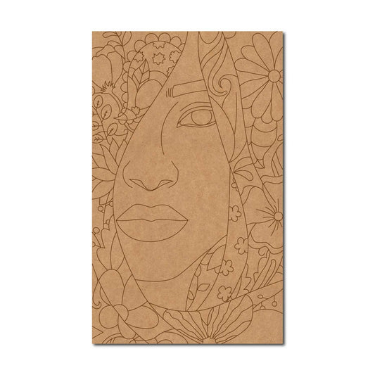 Woman Face Floral Pre Marked Rectangle MDF Design 2