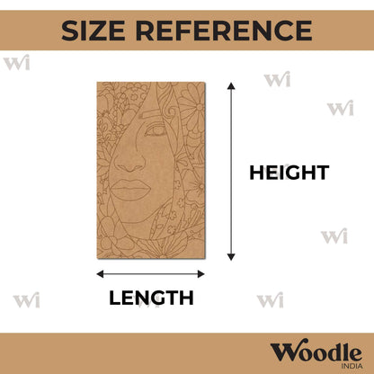 Woman Face Floral Pre Marked Rectangle MDF Design 2