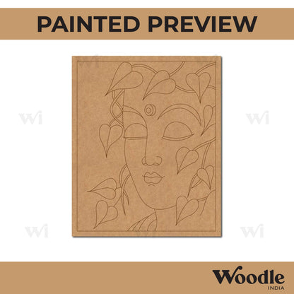 Woman Face With Leaves Pre Marked Base MDF Design 1