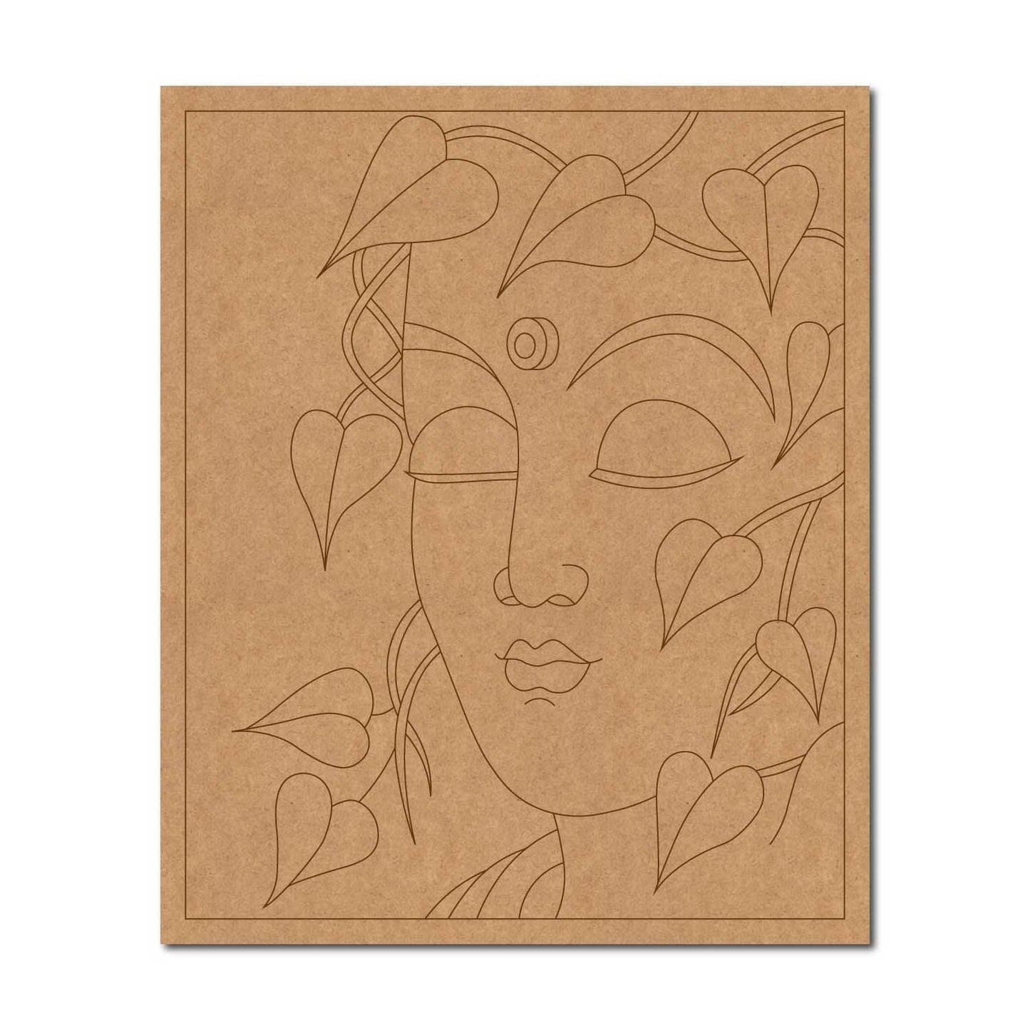 Woman Face With Leaves Pre Marked Base MDF Design 1