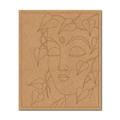 Woman Face With Leaves Pre Marked Base MDF Design 1