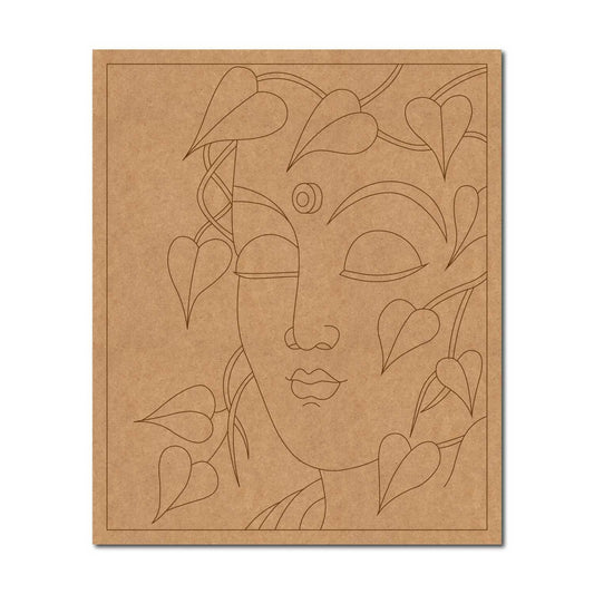 Woman Face With Leaves Pre Marked Base MDF Design 1