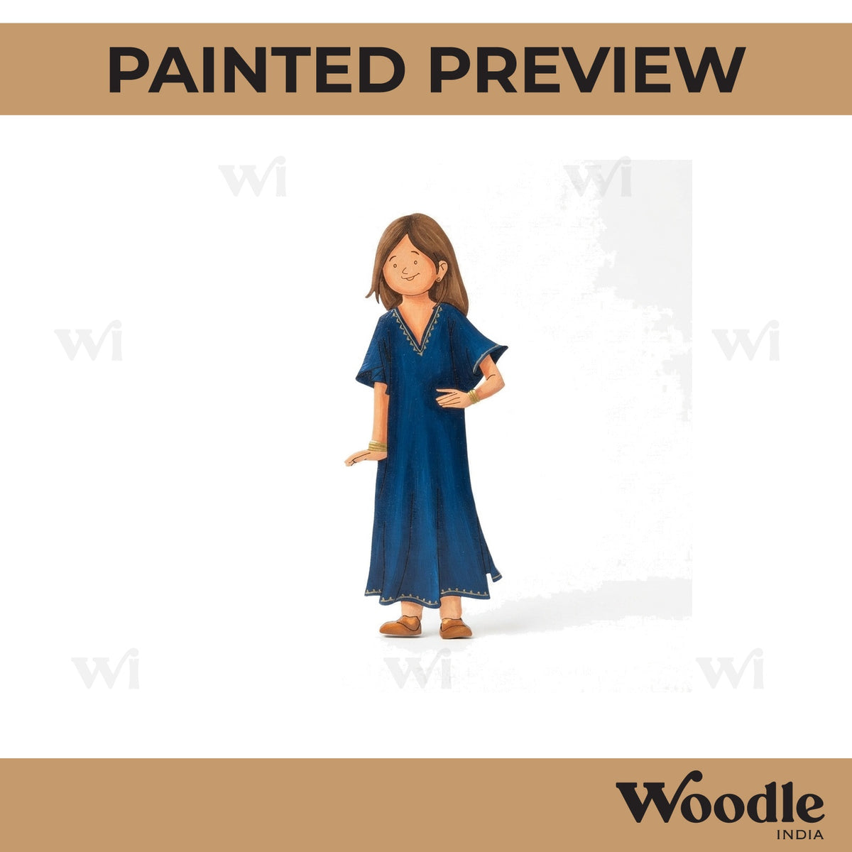 Woman In Kaftan Dress Pre Marked MDF Design 1