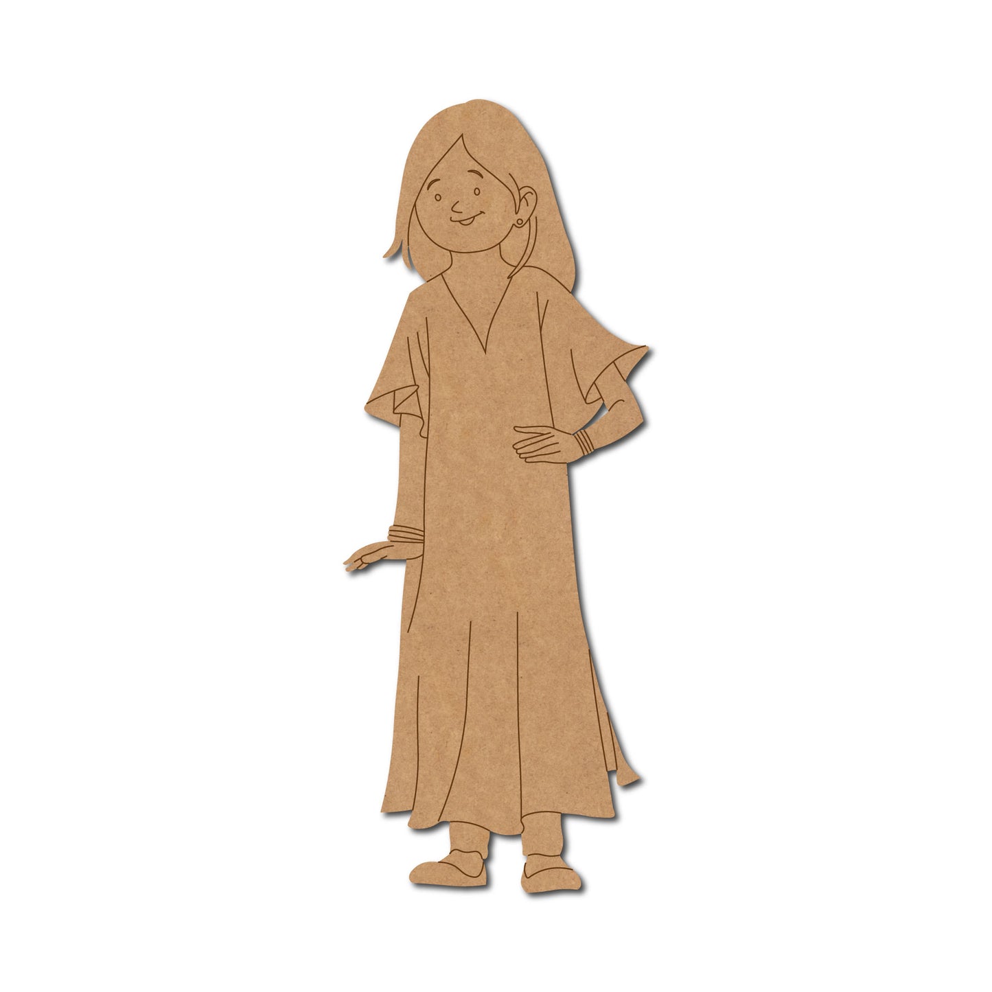 Woman In Kaftan Dress Pre Marked MDF Design 1