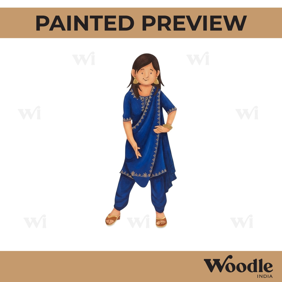 Woman In Kurta Pre Marked MDF Design 2