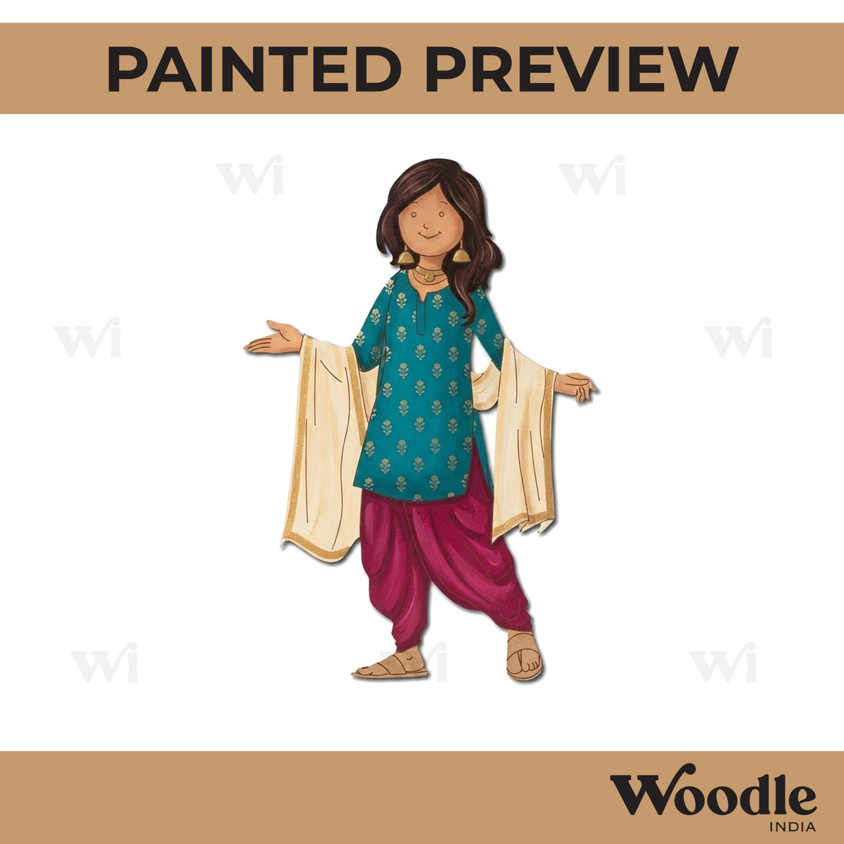Woman In Patiala Suit Pre Marked MDF Design 1