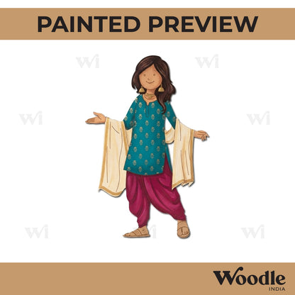 Woman In Patiala Suit Pre Marked MDF Design 1