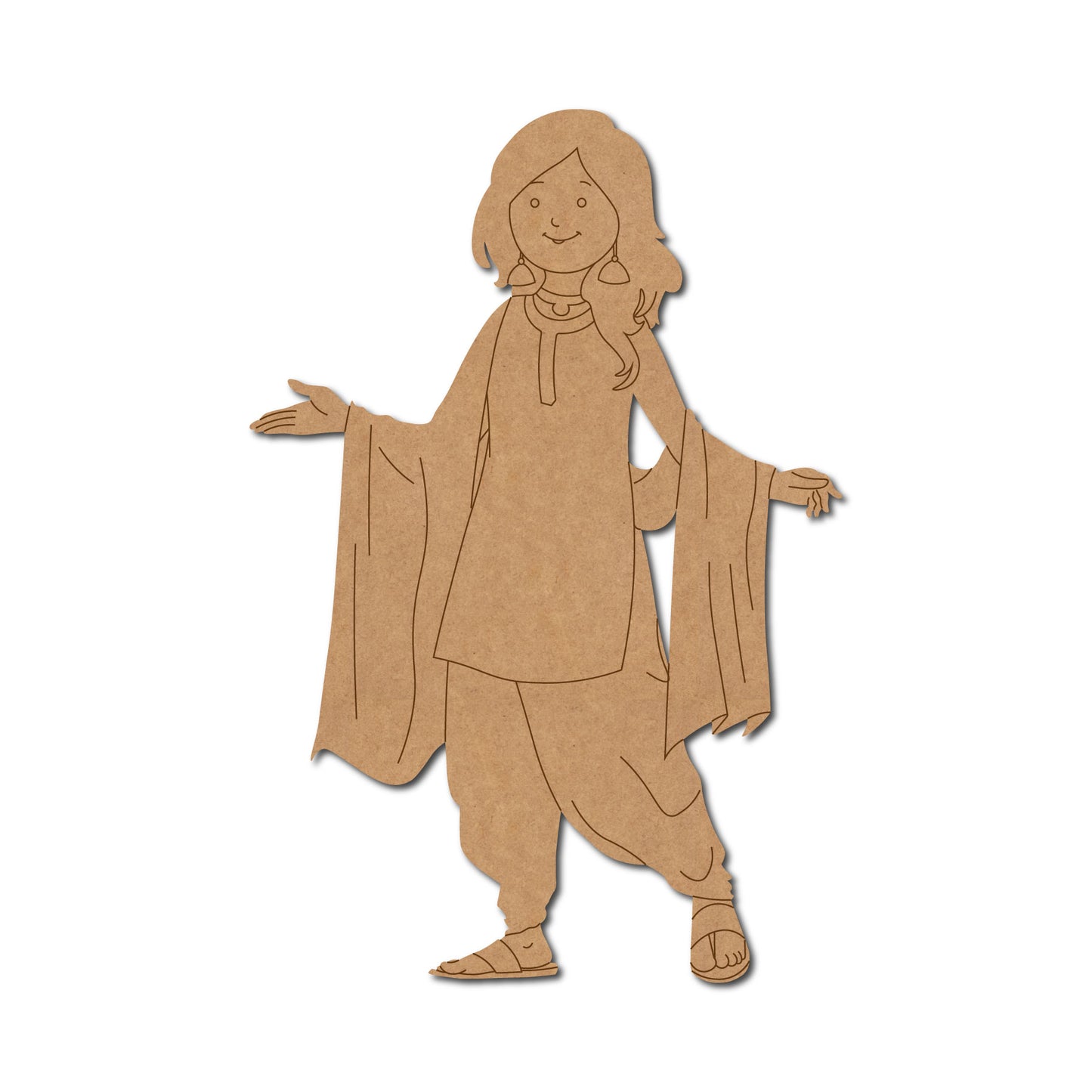Woman In Patiala Suit Pre Marked MDF Design 1