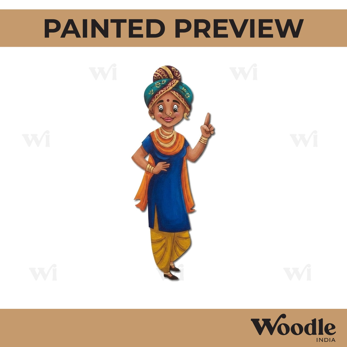 Woman In Salwar Suit Pre Marked MDF Design 1