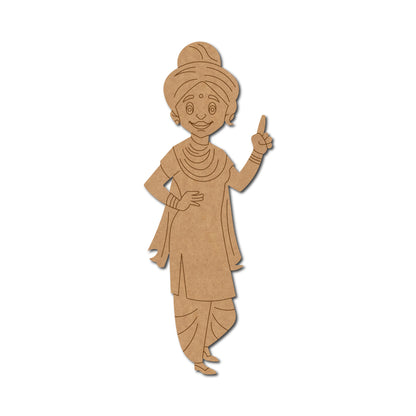 Woman In Salwar Suit Pre Marked MDF Design 1