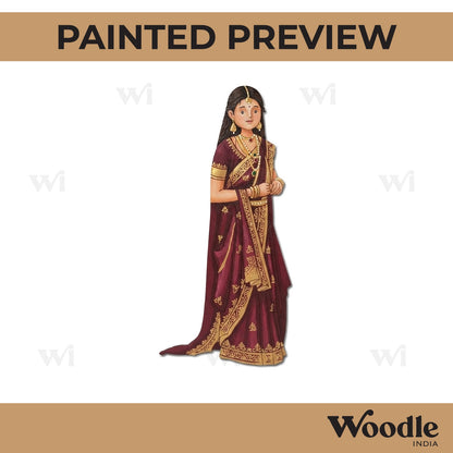 Woman In Saree Pre Marked MDF Design 1