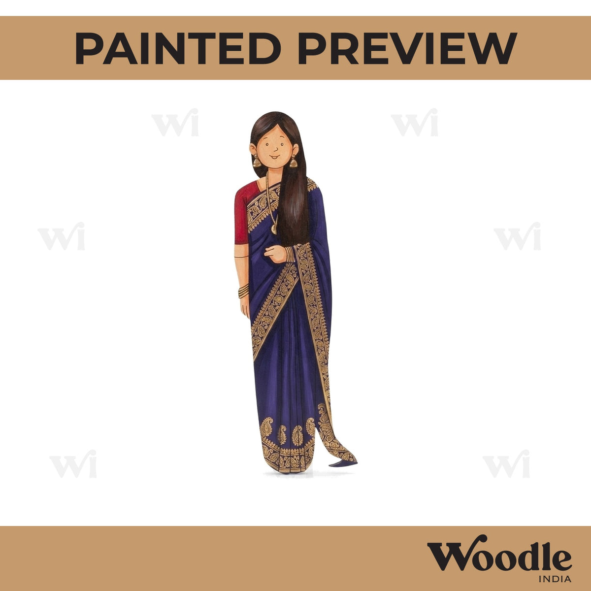 Woman In Saree Pre Marked MDF Design 4