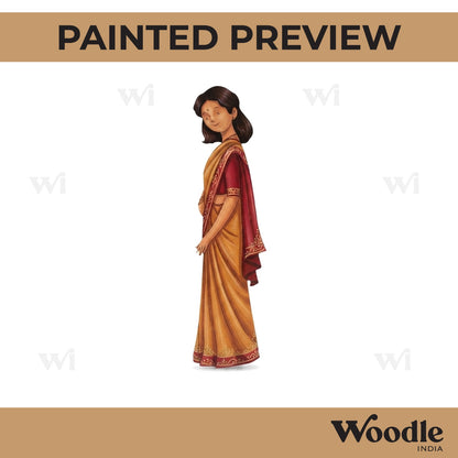 Woman In Saree Pre Marked MDF Design 5