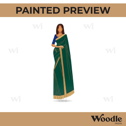 Woman In Saree Pre Marked MDF Design 7