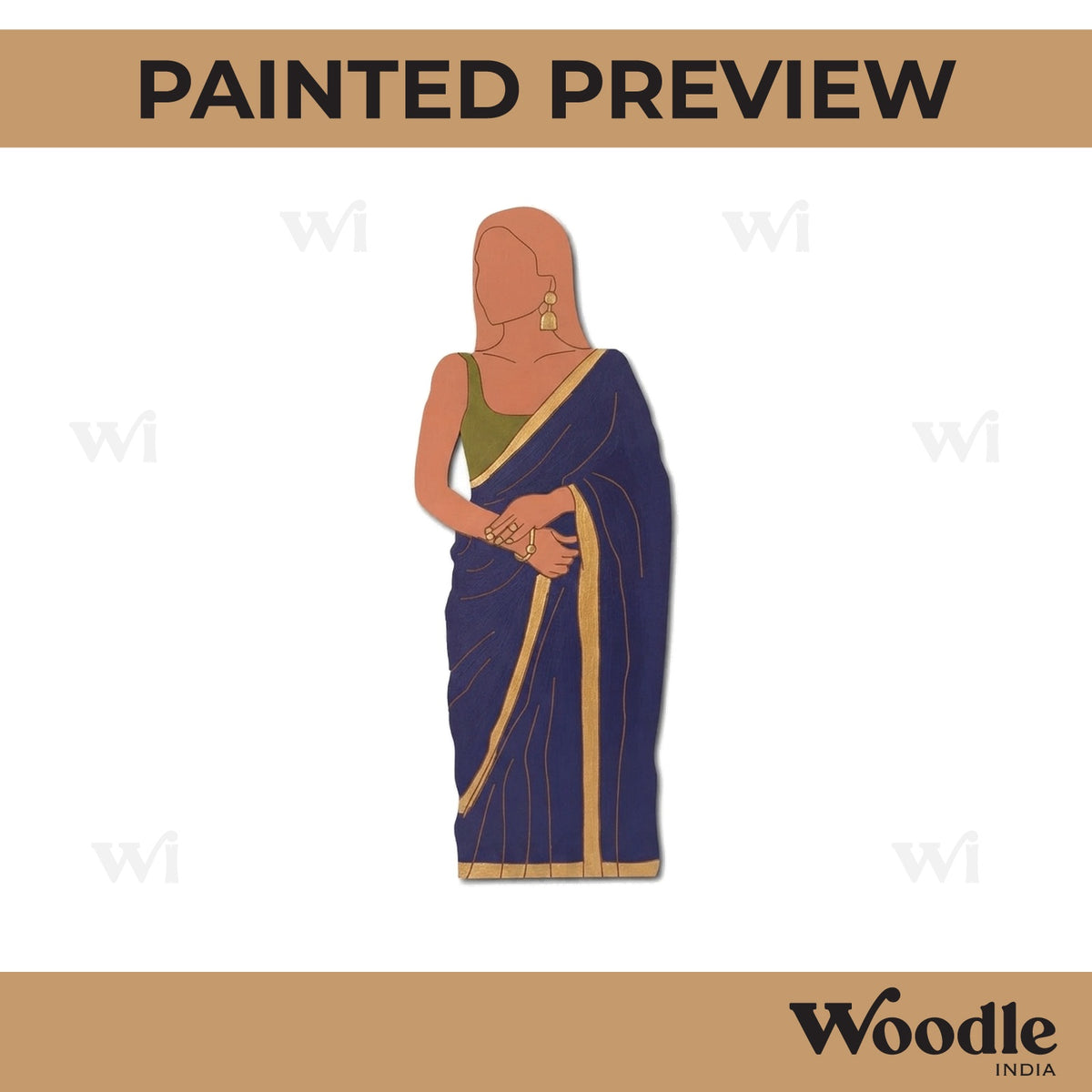 Woman In Saree Pre Marked MDF Design 8