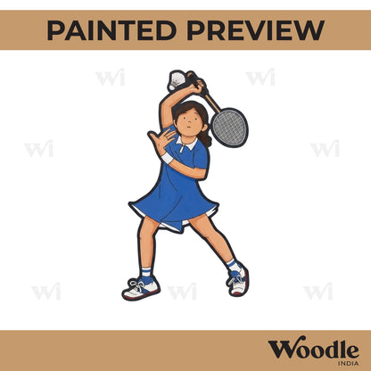 Woman Playing Badmintion Pre Marked MDF Design 1