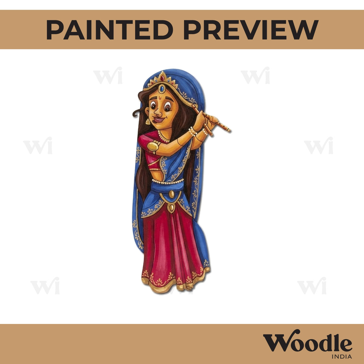 Woman Playing Dandiya Pre Marked MDF Design 2