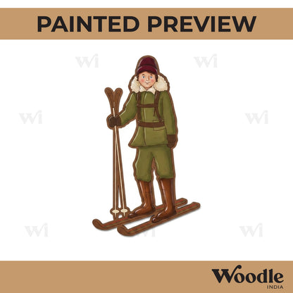 Woman Skiing Pre Marked MDF Design 1