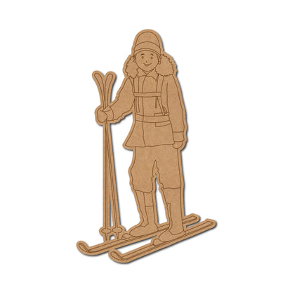 Woman Skiing Pre Marked MDF Design 1