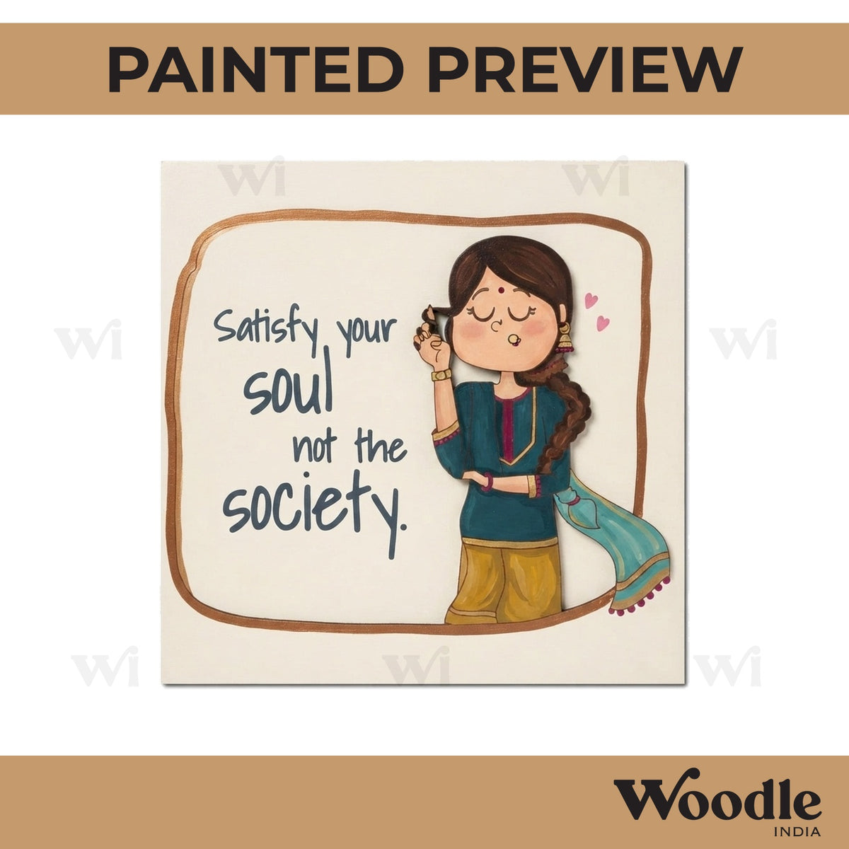 Woman Text Square Pre Marked MDF Design 1