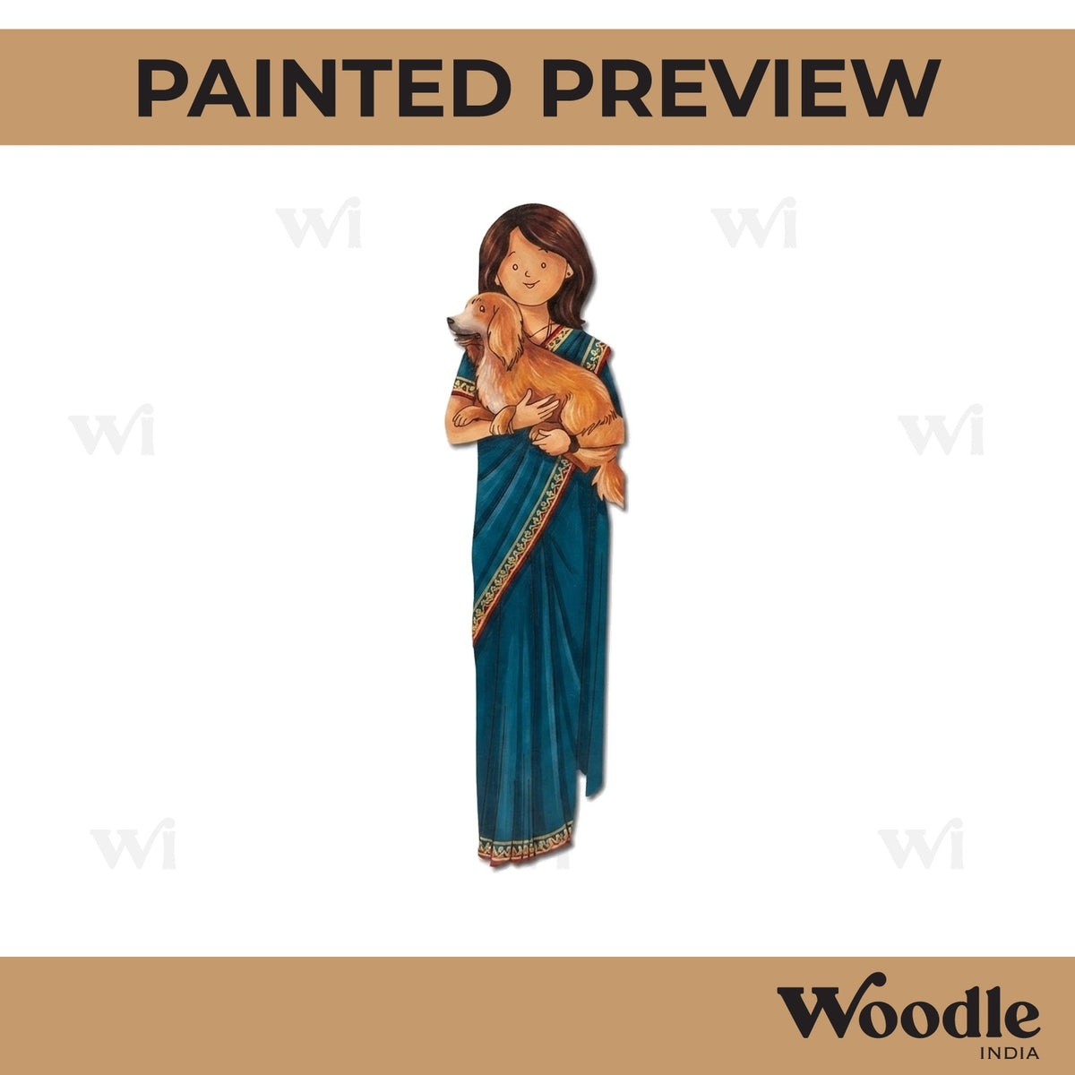 Woman With Dog Pre Marked MDF Design 1