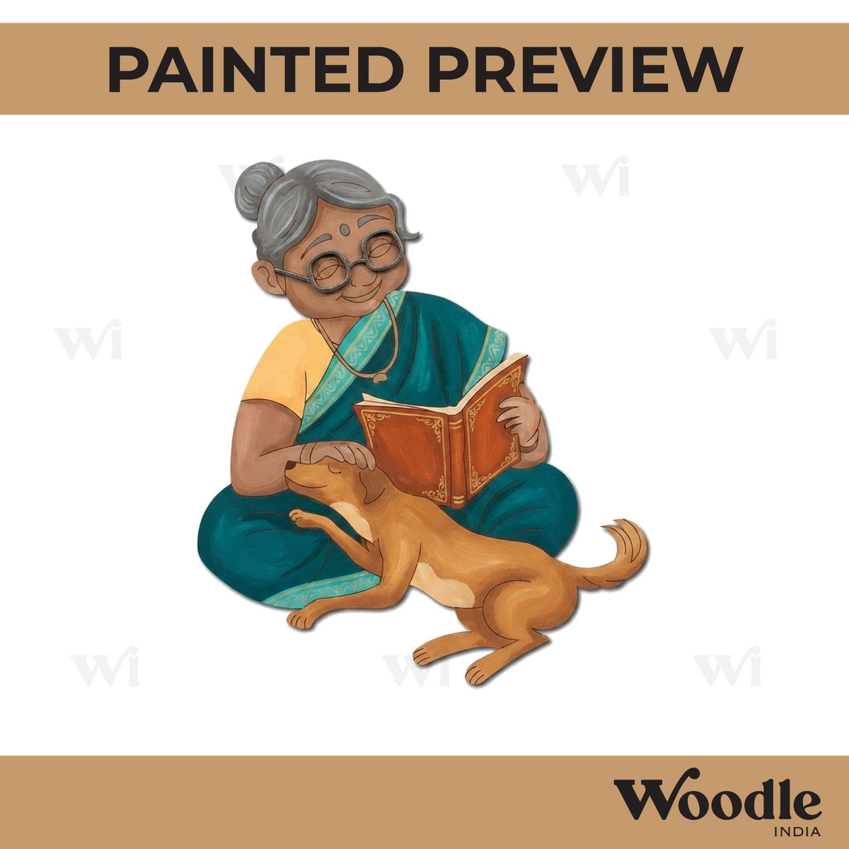 Woman With Dog Pre Marked MDF Design 2