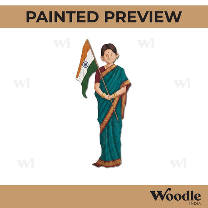Woman With Flag Pre Marked MDF Design 1