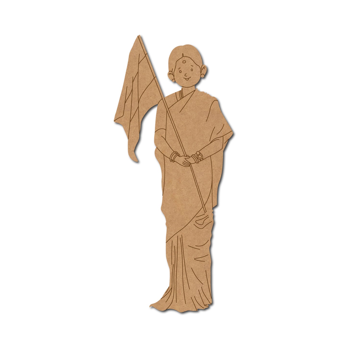 Woman With Flag Pre Marked MDF Design 1