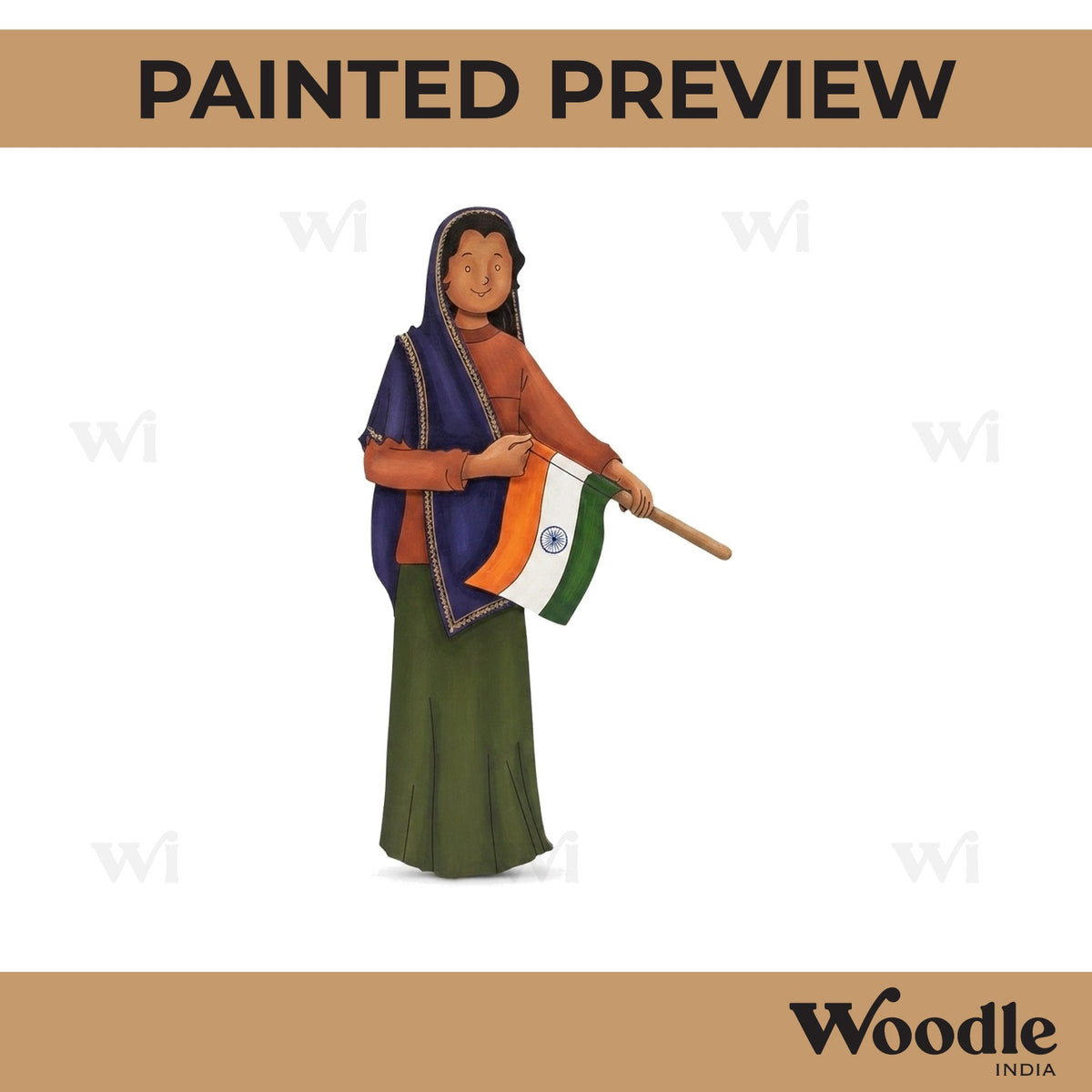 Woman With Flag Pre Marked MDF Design 3