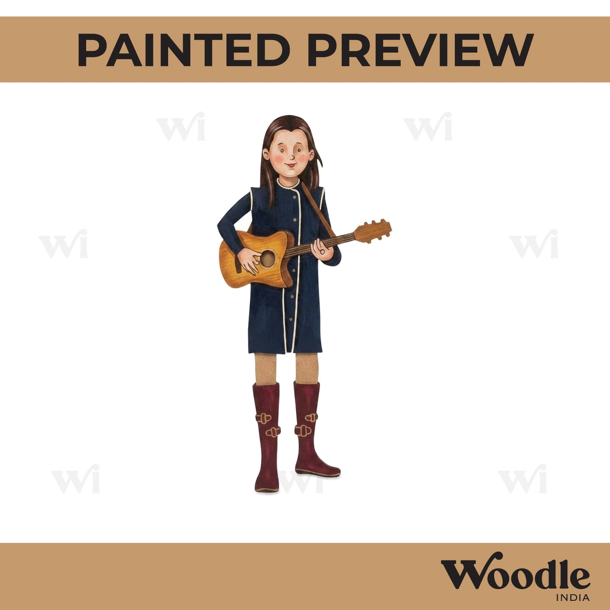 Woman With Guitar Pre Marked MDF Design 1