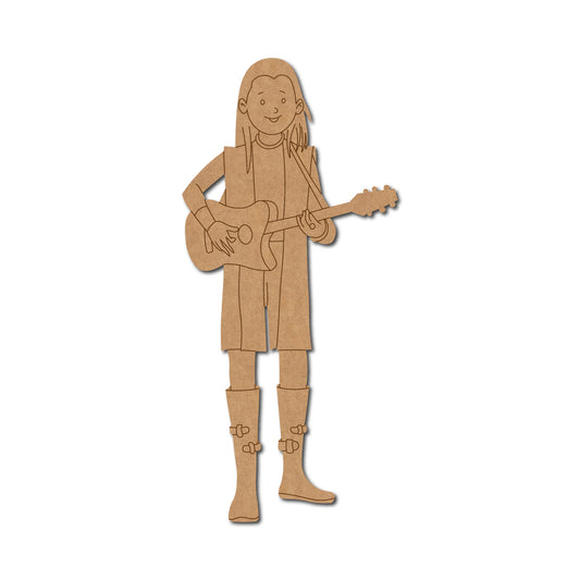 Woman With Guitar Pre Marked MDF Design 1