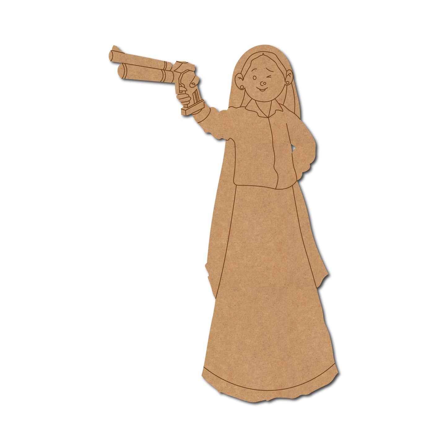 Woman With Gun Pre Marked MDF Design 1