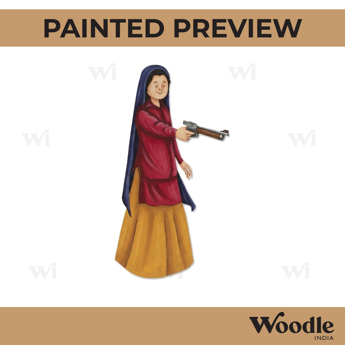Woman With Gun Pre Marked MDF Design 2