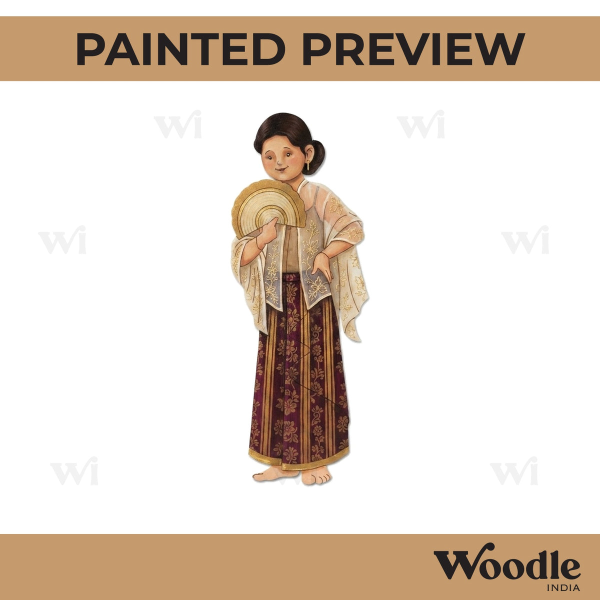 Woman With Hand Fan Pre Marked MDF Design 1