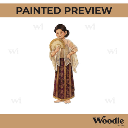 Woman With Hand Fan Pre Marked MDF Design 1