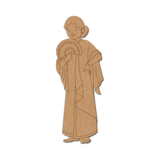 Woman With Hand Fan Pre Marked MDF Design 1