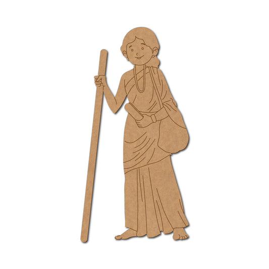 Woman With Lathi Pre Marked MDF Design 1