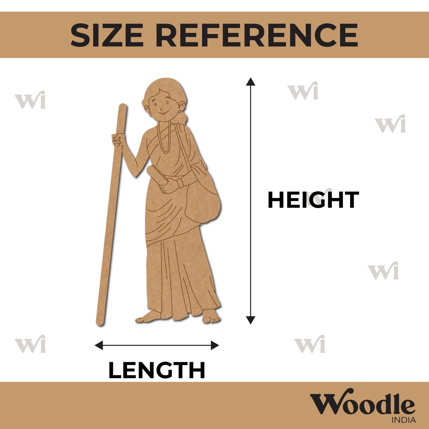 Woman With Lathi Pre Marked MDF Design 1