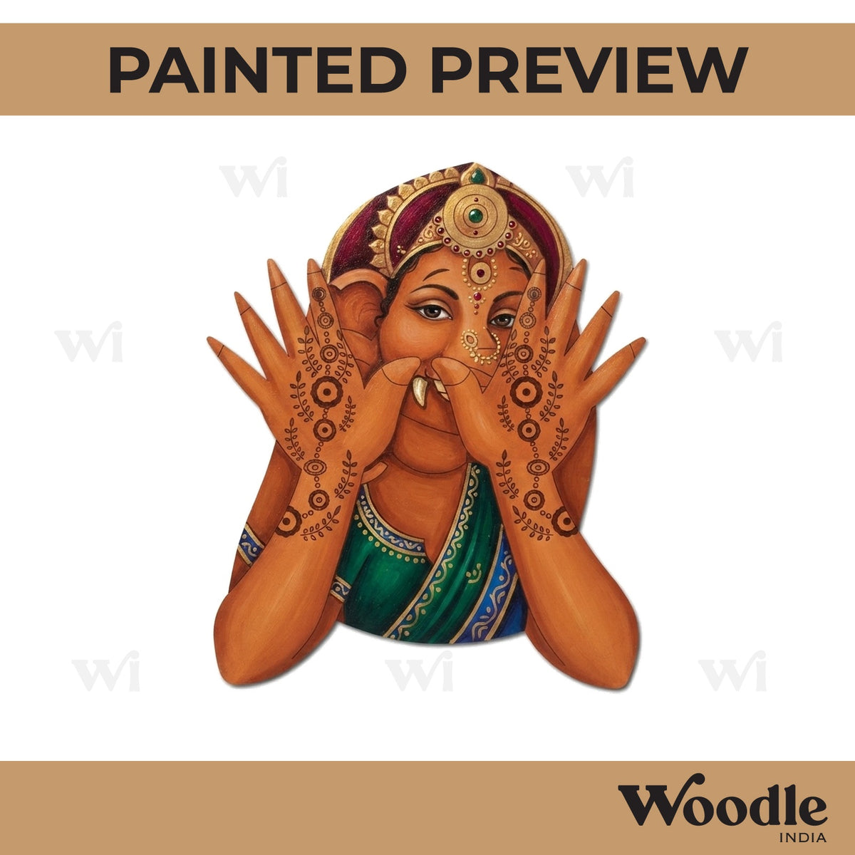 Woman With Mehendi Teej Pre Marked MDF Design 1