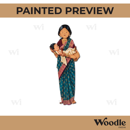 Woman With Newborn Baby Pre Marked MDF Design 1