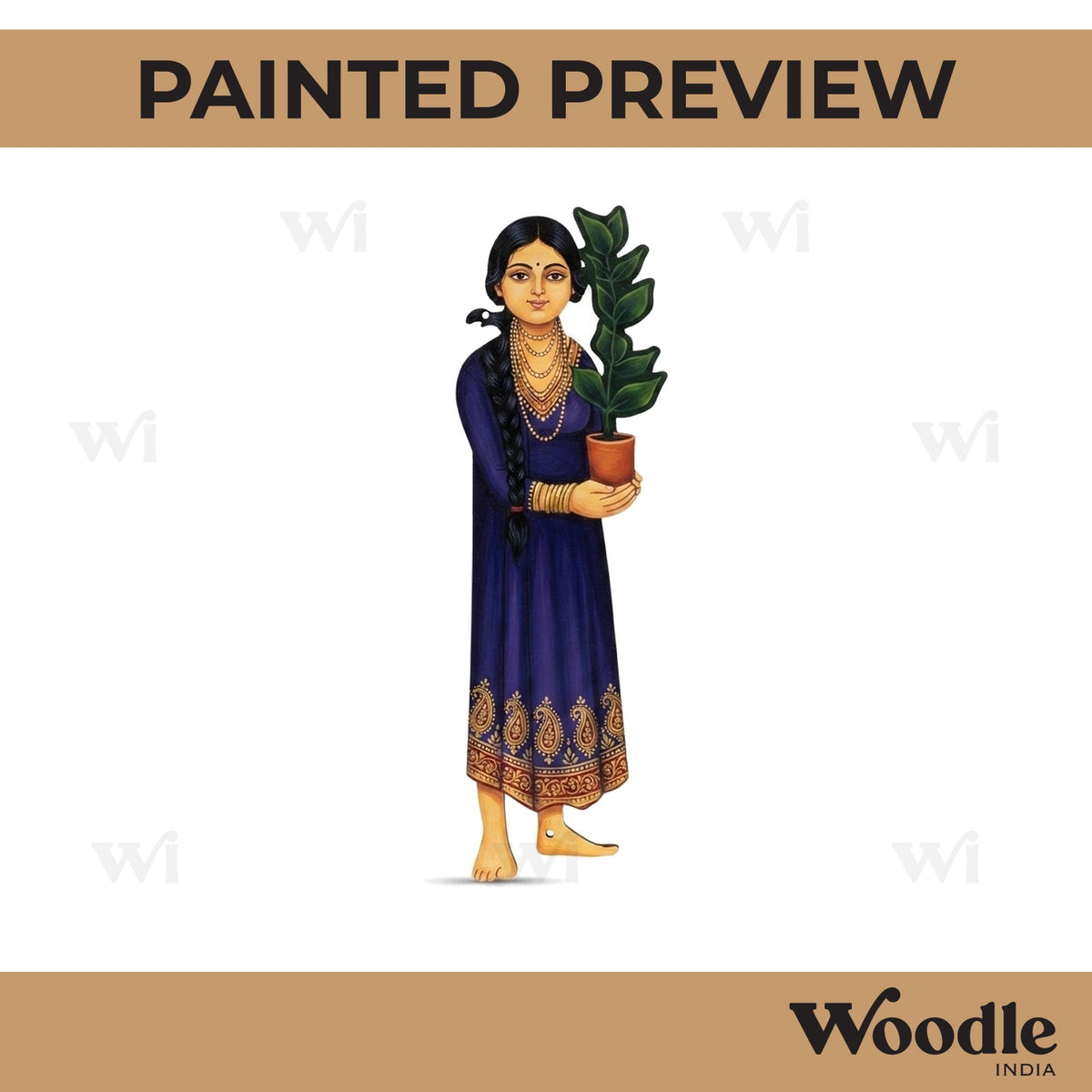 Woman With Plant Pre Marked MDF Design 1