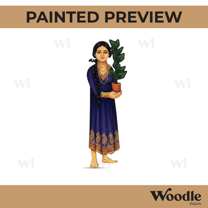 Woman With Plant Pre Marked MDF Design 1