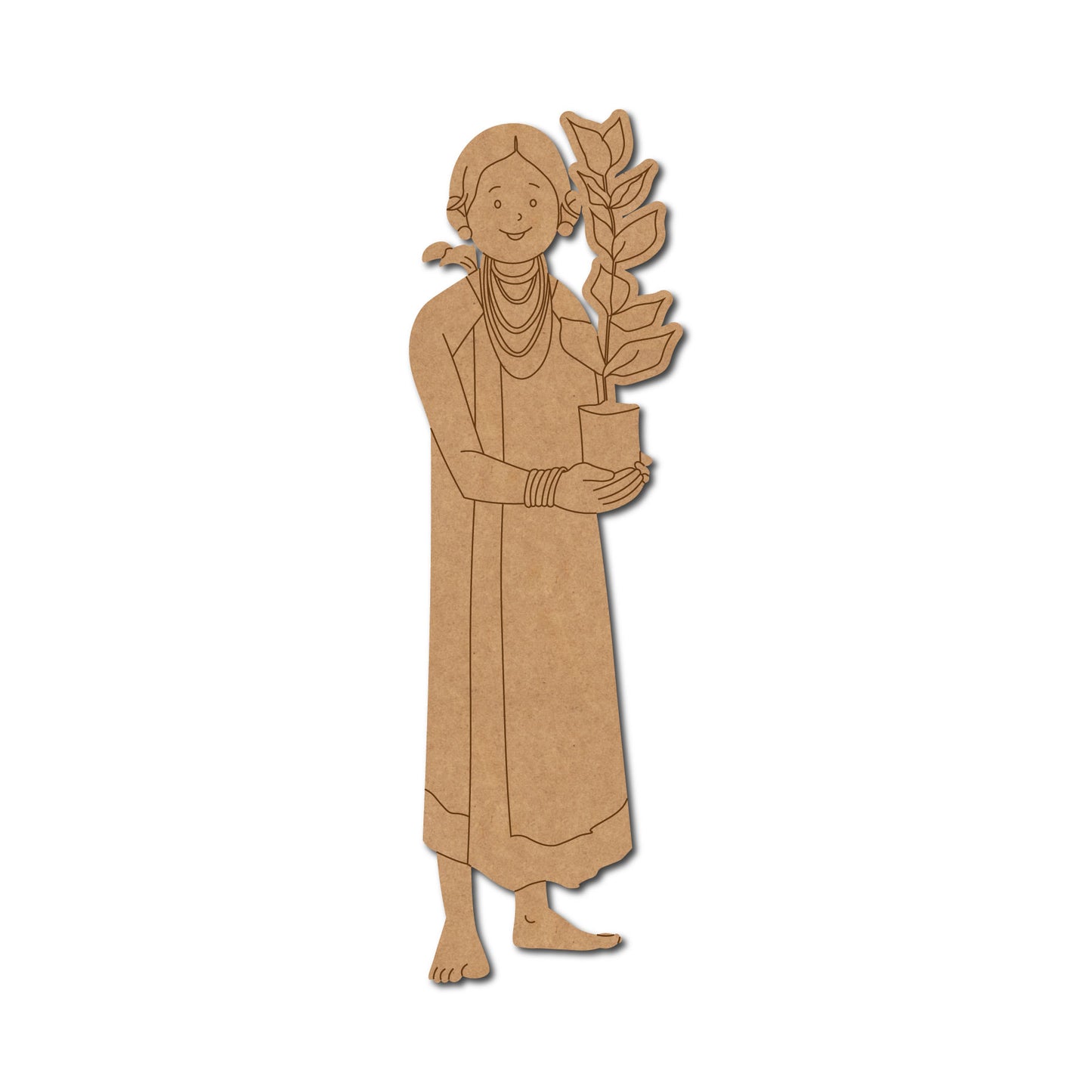 Woman With Plant Pre Marked MDF Design 1