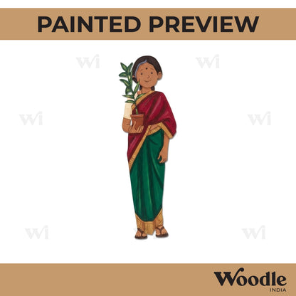 Woman With Plant Pre Marked MDF Design 2