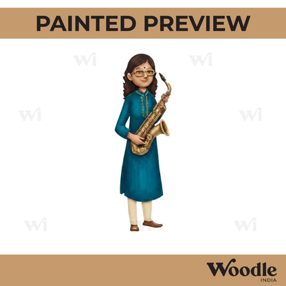 Woman With Saxophone Pre Marked MDF Design 1