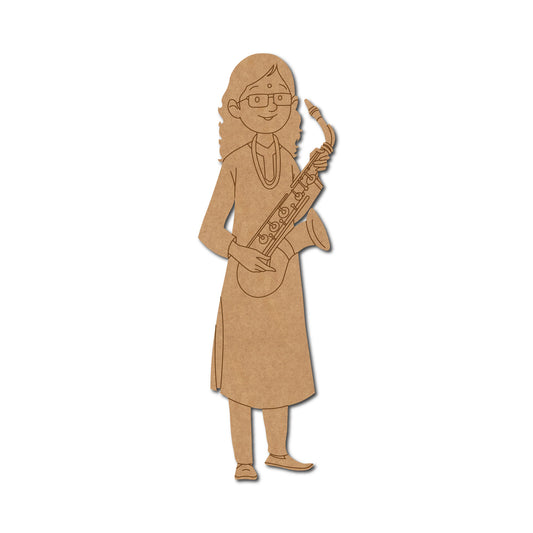 Woman With Saxophone Pre Marked MDF Design 1