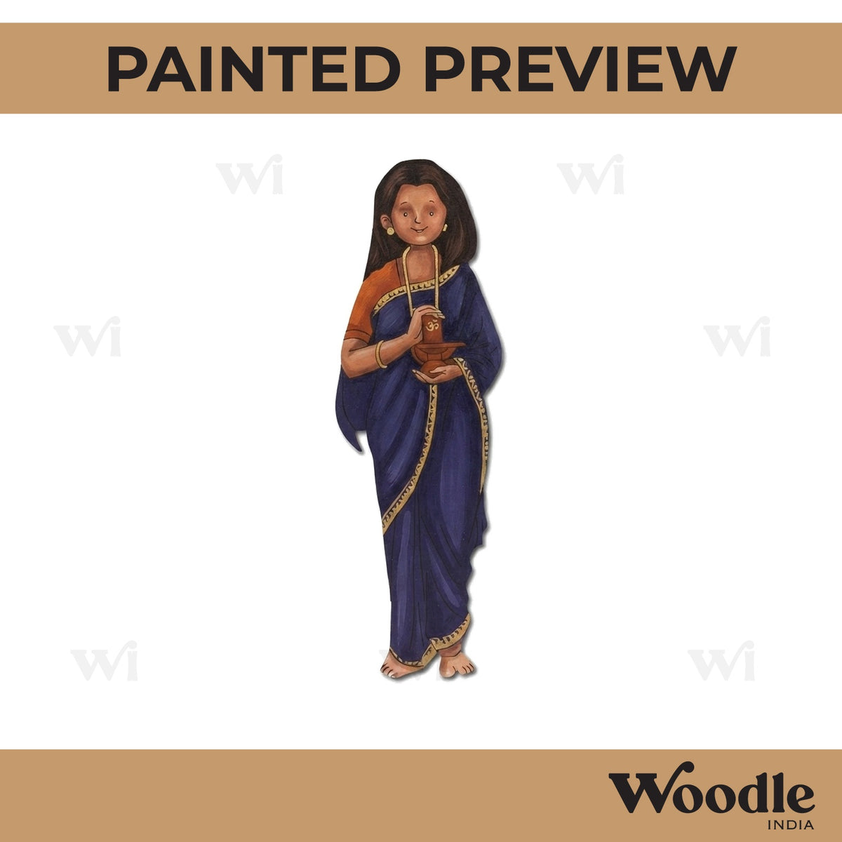 Woman With Shiva Lingam Pre Marked MDF Design 1